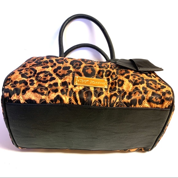 Betsy Johnson Leopard Bow Rhinestone Satchel Bag - Picture 7 of 7